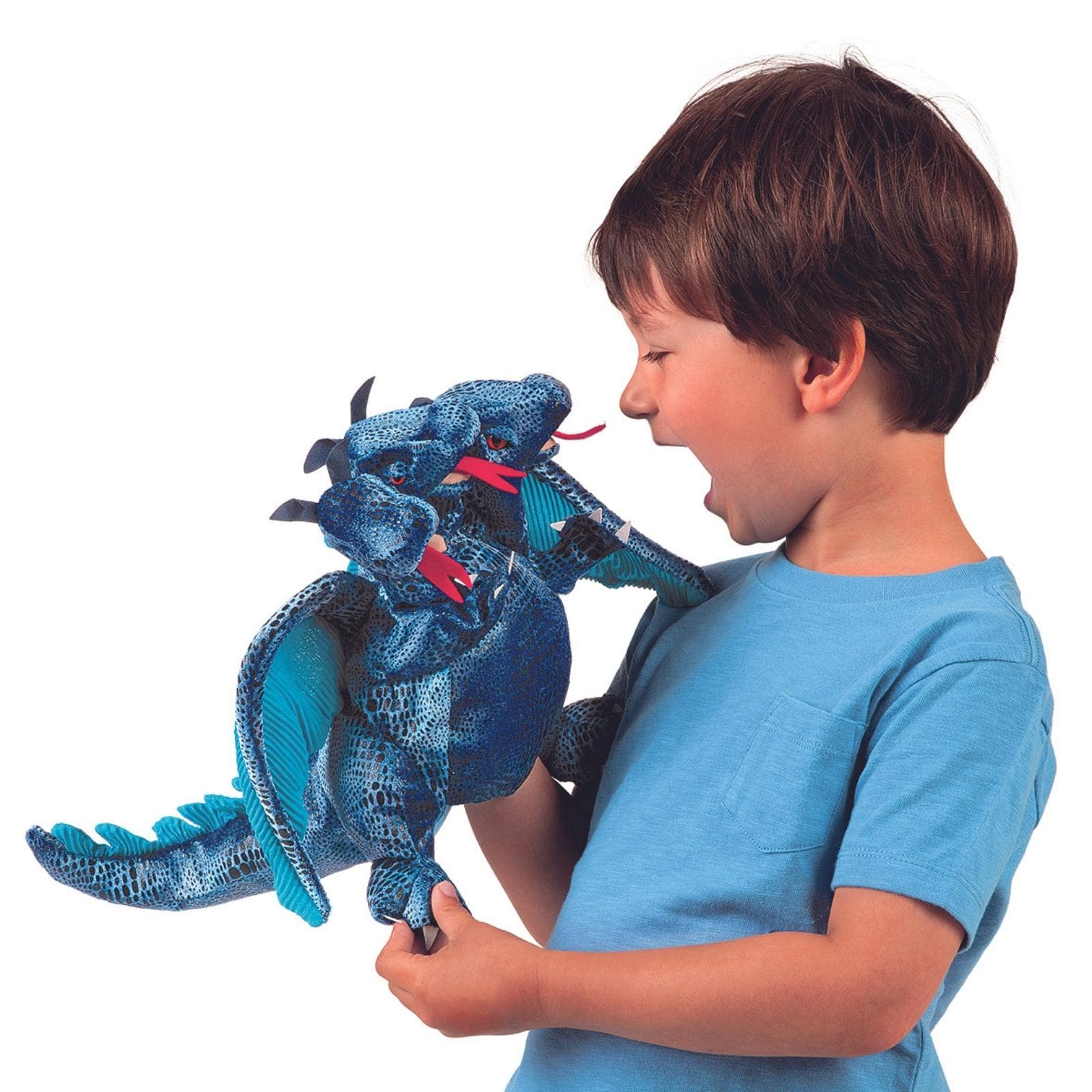 Folkmanis dreiköpfiger Drachen, blau